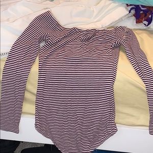 Maroon and white off shoulder bodysuit